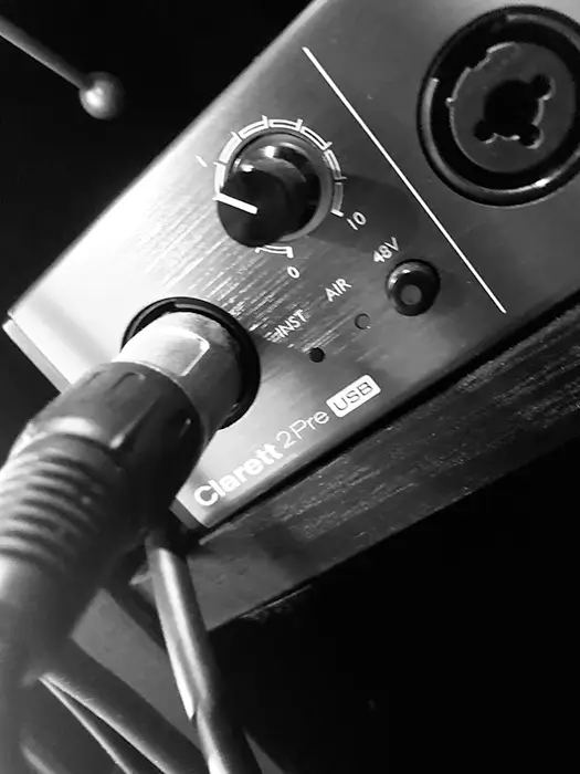 Focusrite Clarett pre amp.
